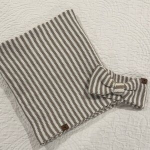 BearPaw Brown and White Knit Infinity Scarf and headband